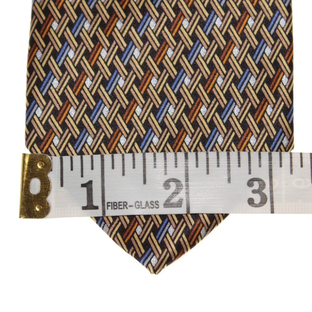 Brioni NWOT Neck Tie in Yellow / Orange / Blue Geometric Print 100% Silk